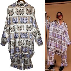 Dressed in LALA Satin Playsuit in Cool Cat NEW size Small